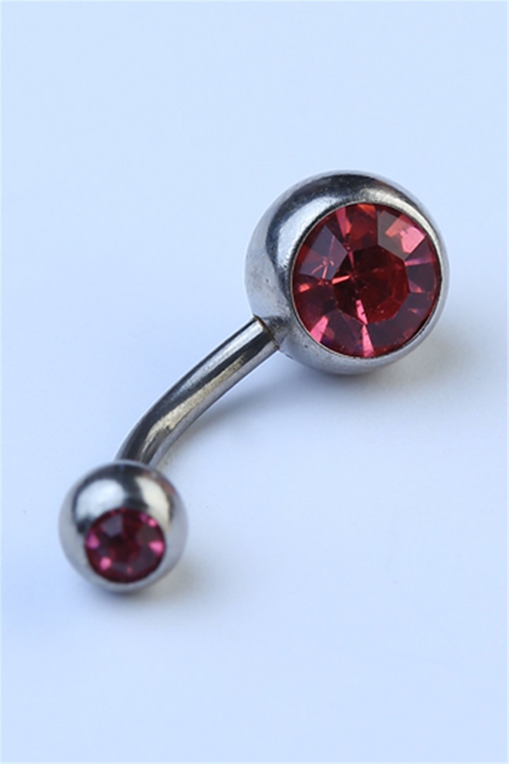 Düz Pembe Taşlı Göbek Silver Piercing