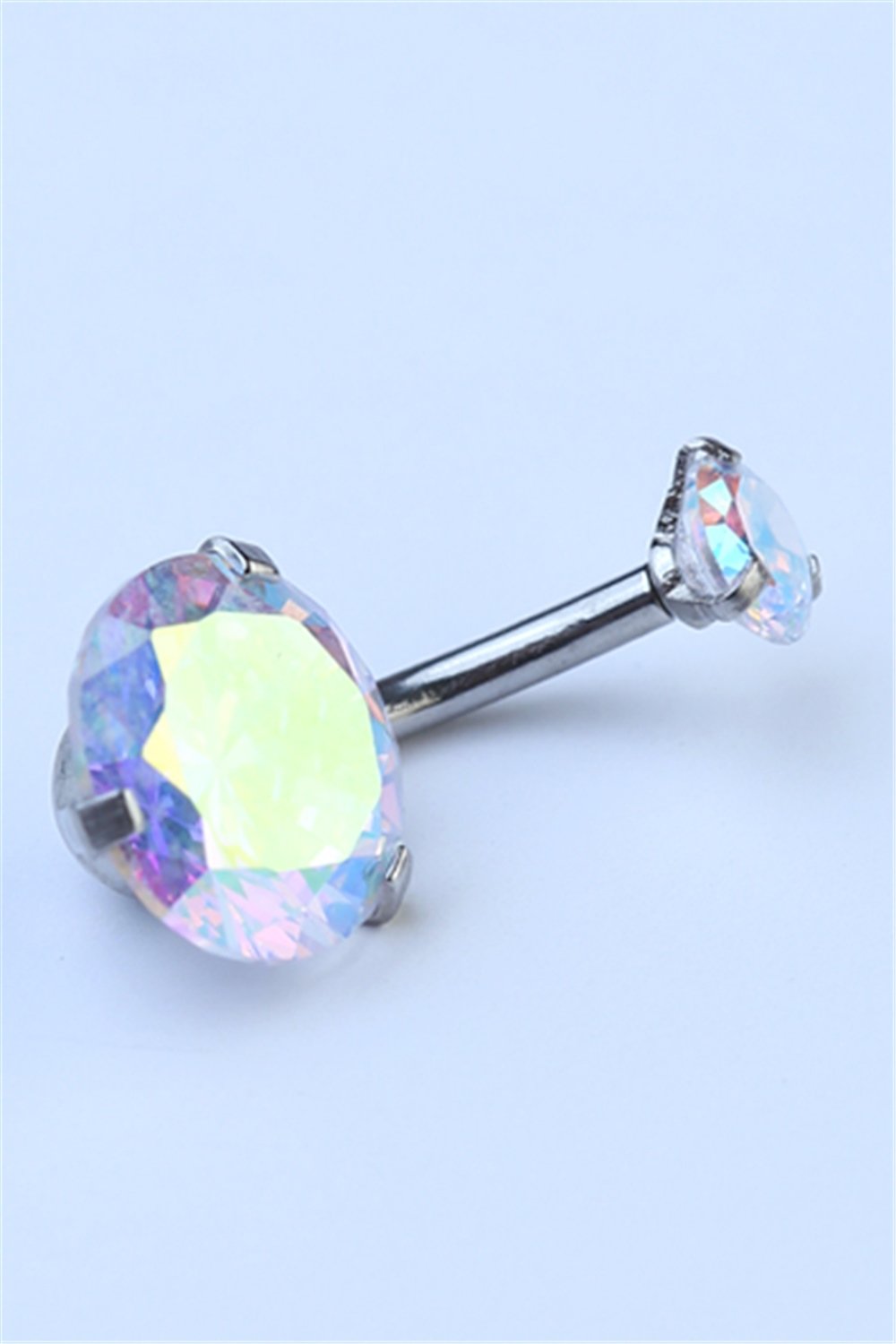 Hologram Tek Taş Büyük Boy Göbek Silver Piercing 