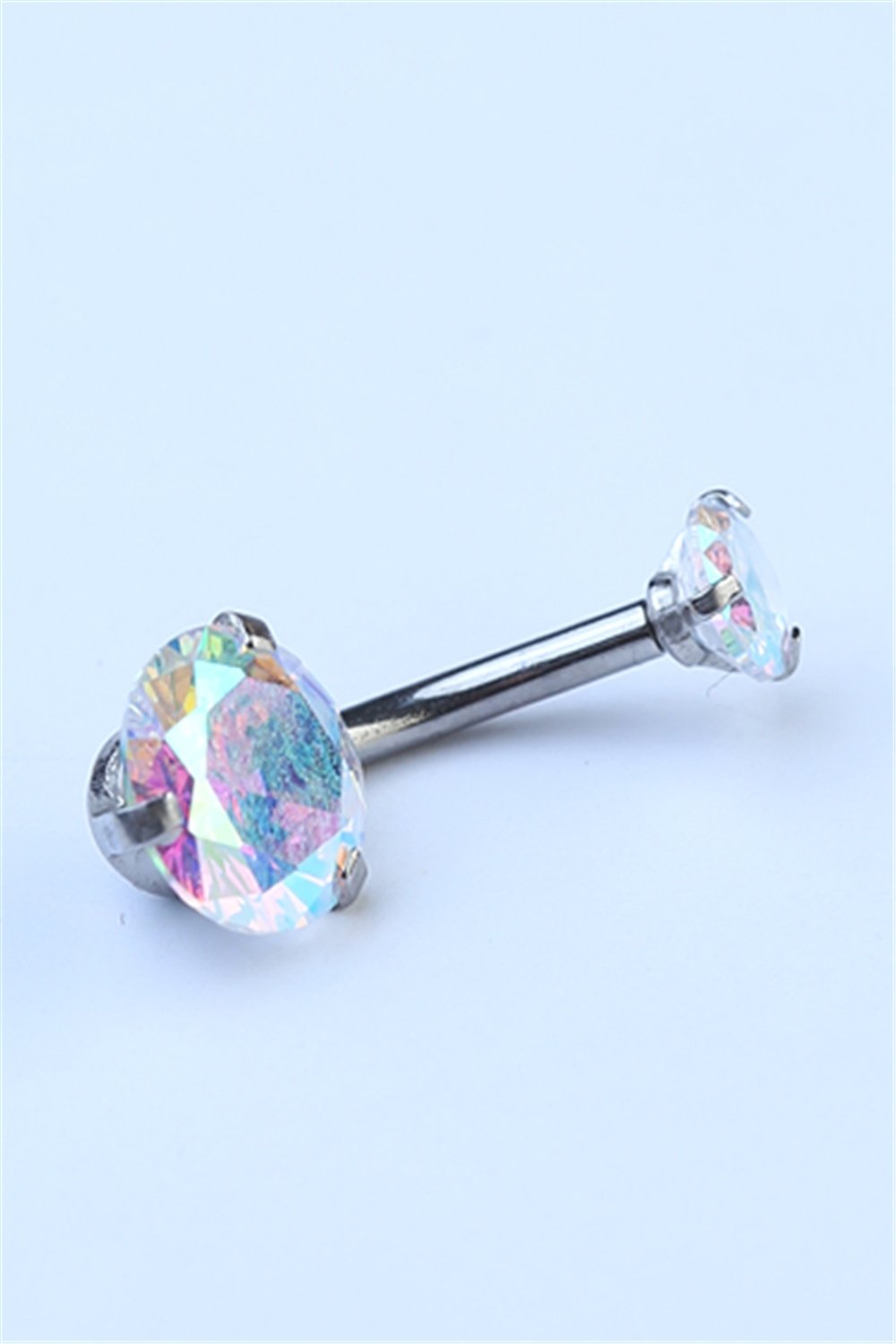 Hologram Tek Taş Orta Boy Göbek Silver Piercing 