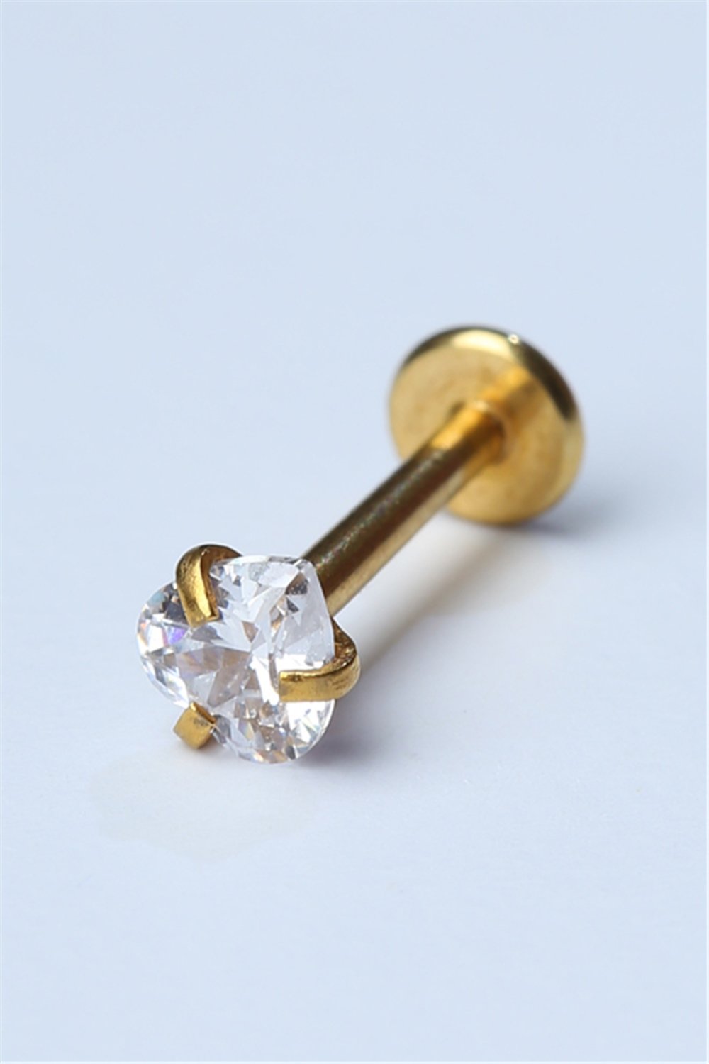Kalp Taş Labret Büyük Boy Gold Piercing