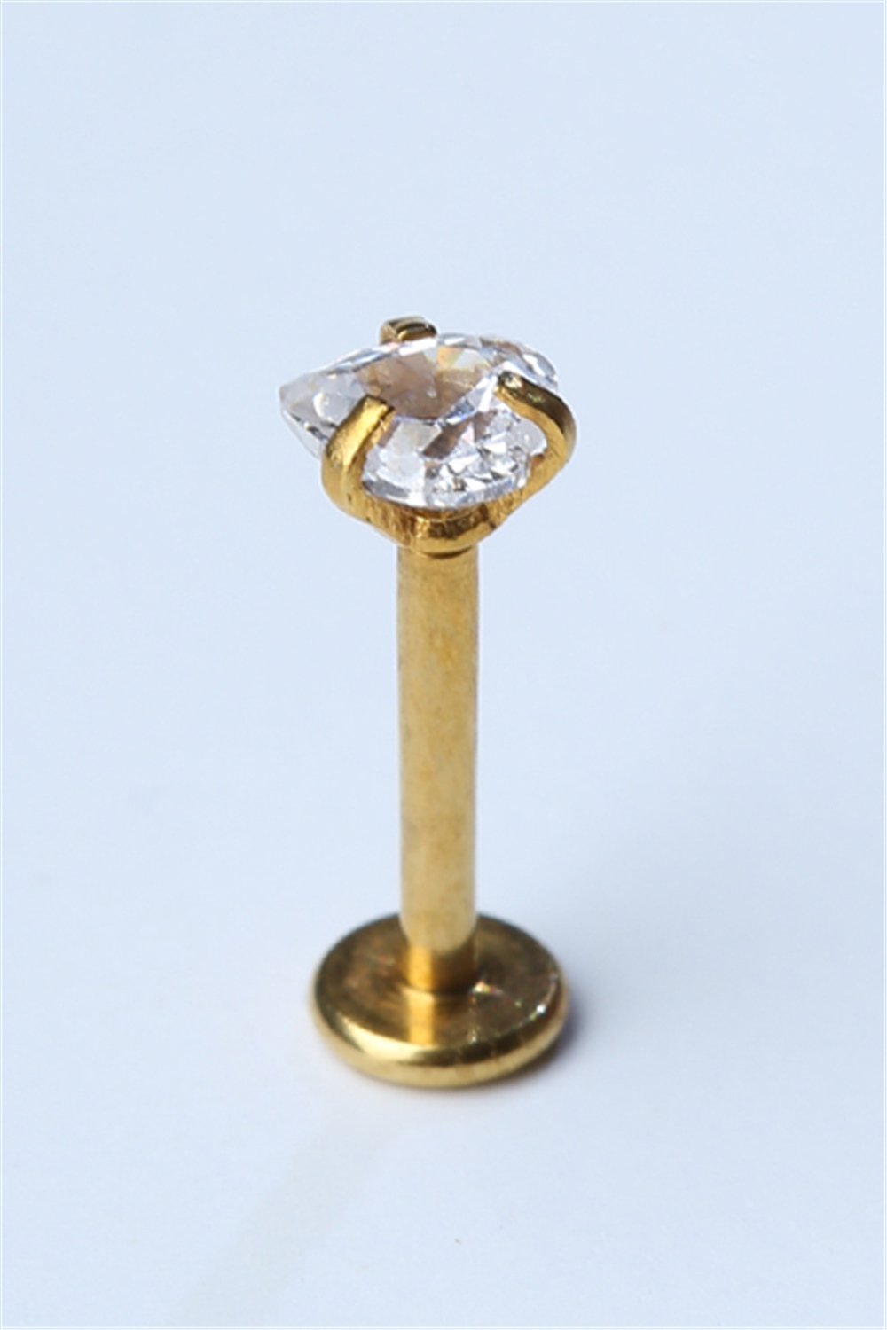 Kalp Taş Labret Büyük Boy Gold Piercing