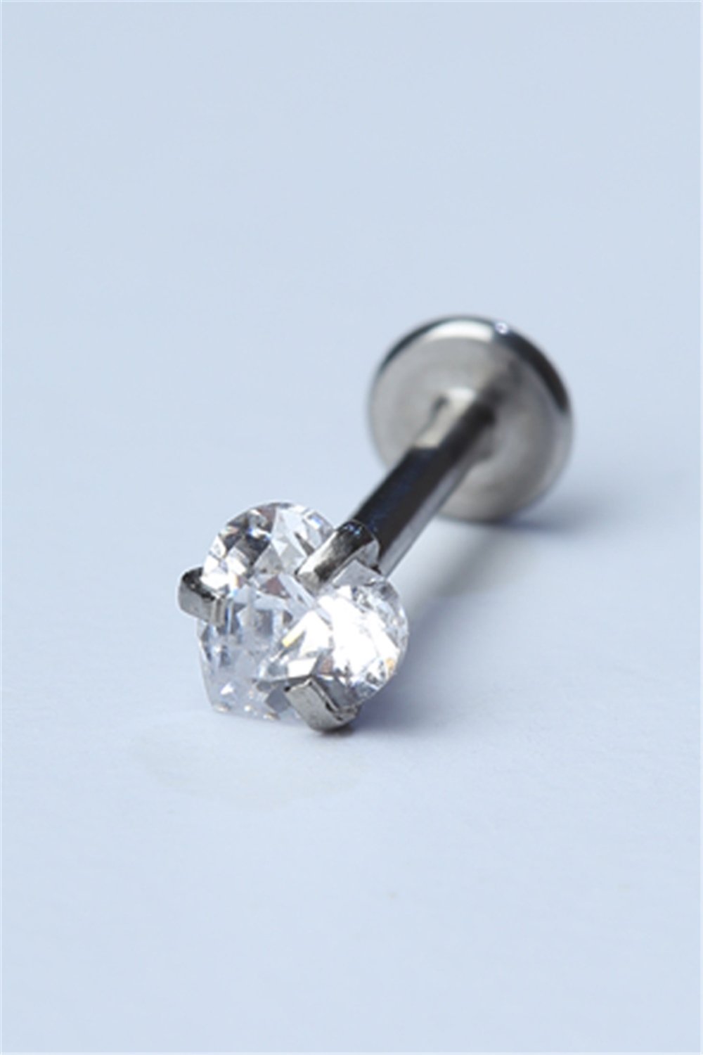 Kalp Taş Labret Büyük Boy Silver Piercing