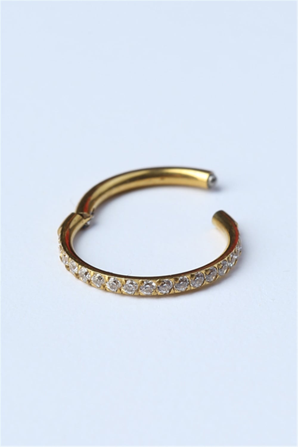Önü Taşlı Gizli Kilit Orta Boy Halka Gold Piercing