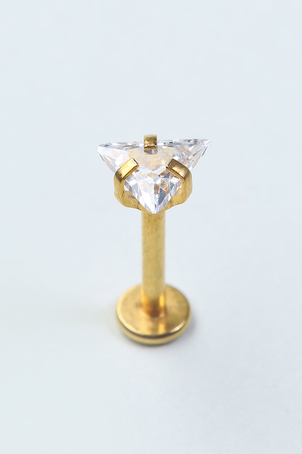 Üçgen Taş Labret Büyük Boy Gold Piercing