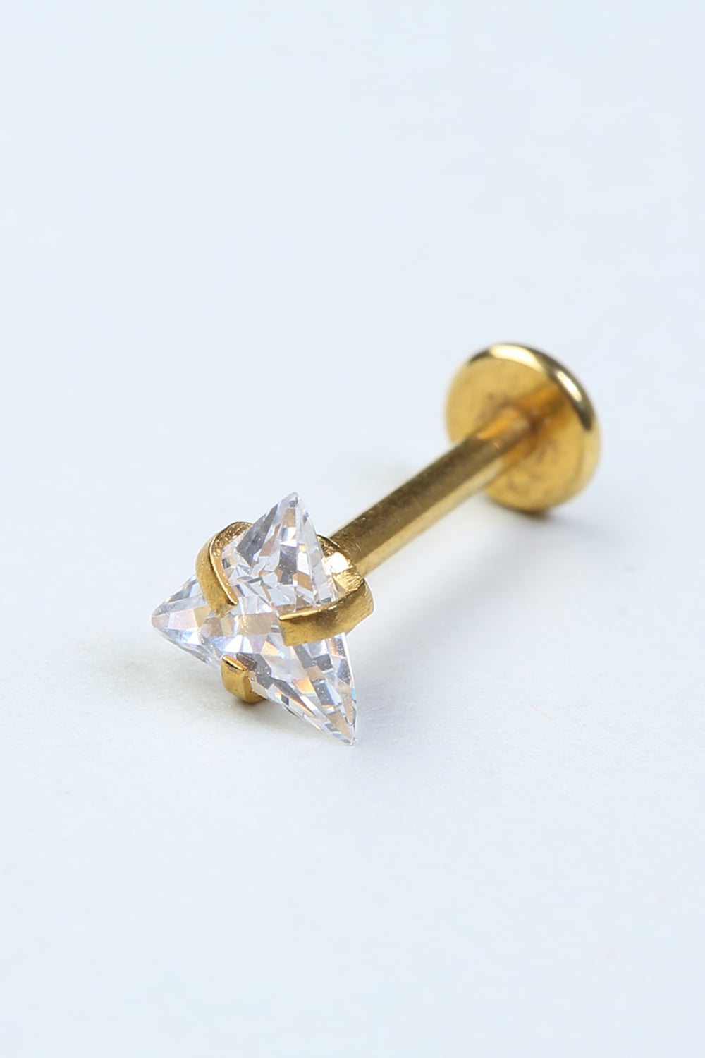 Üçgen Taş Labret Büyük Boy Gold Piercing
