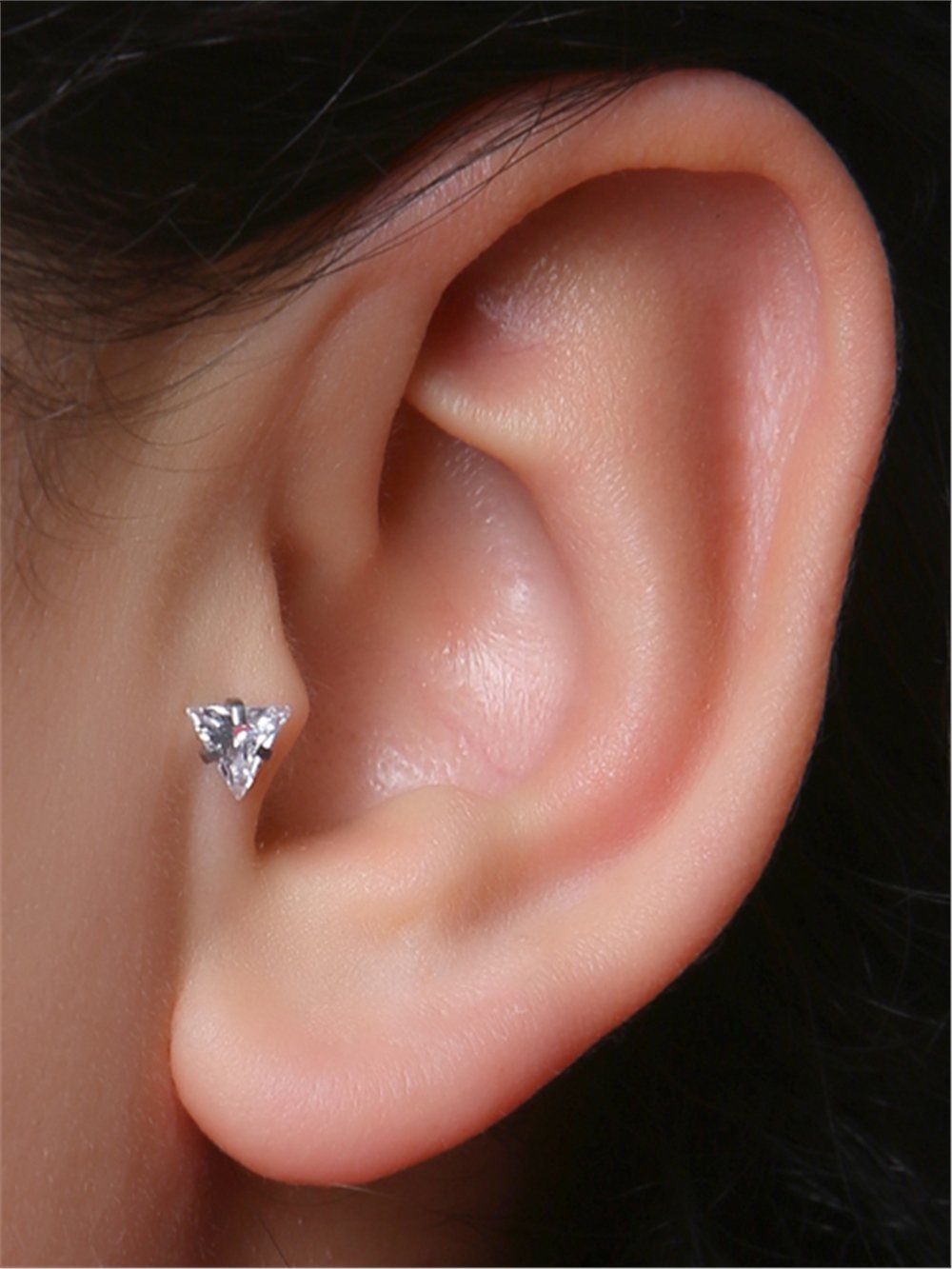 Üçgen Taş Labret Büyük Boy Silver Piercing