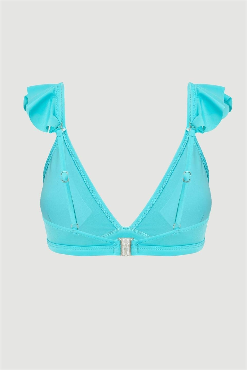 Acik Mavi Fırfırlı Bikini Üstü