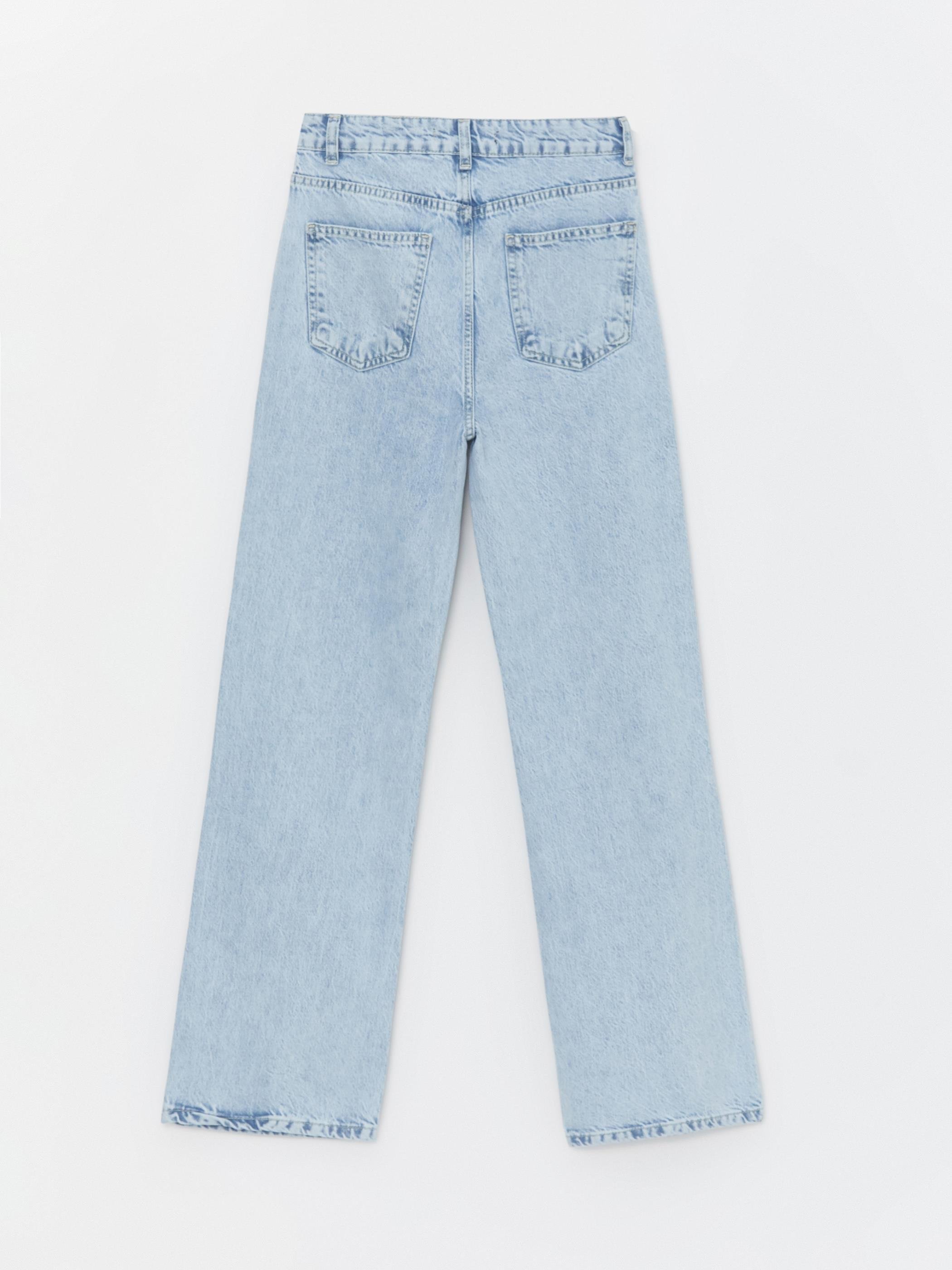 Acik Mavi Wide Leg Yüksek Bel Jean Pantolon