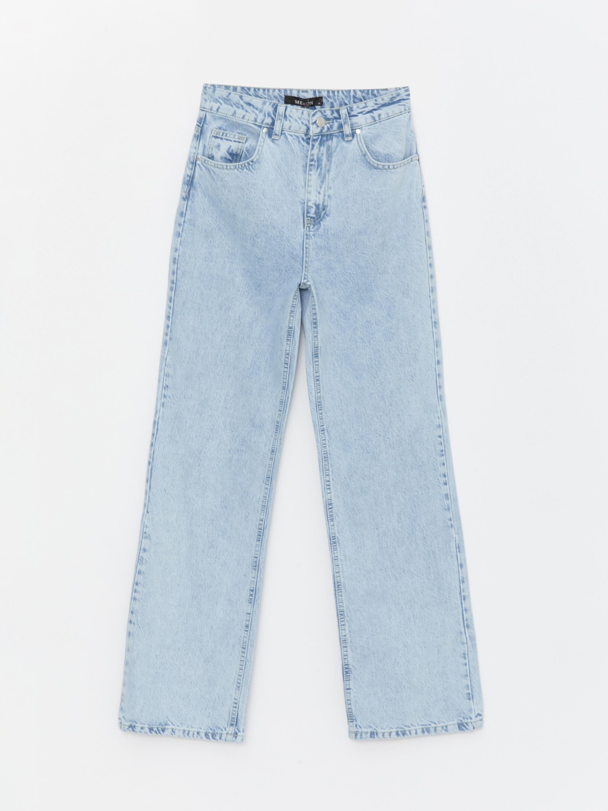 Acik Mavi Wide Leg Yüksek Bel Jean Pantolon