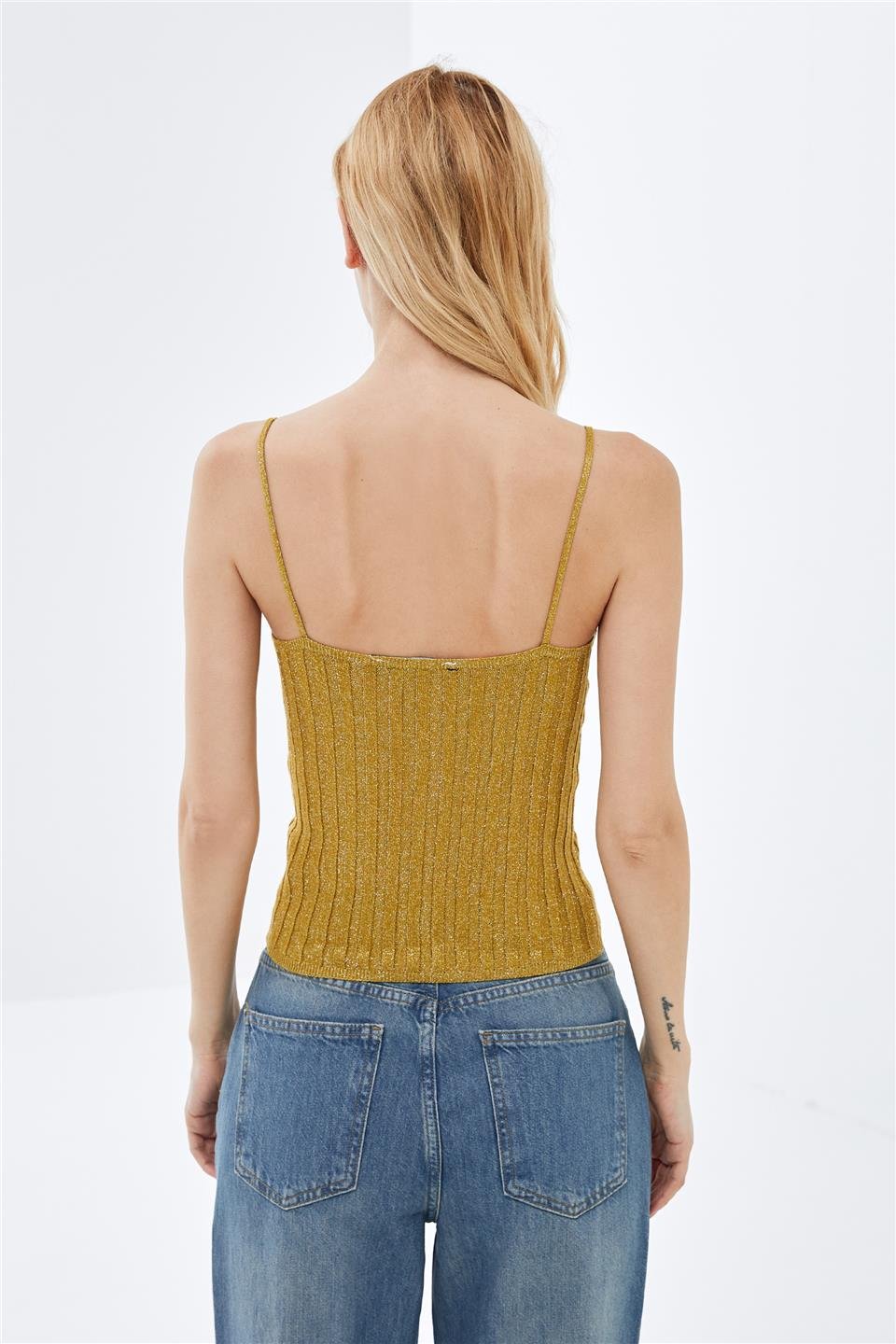 Hardal Askılı Lurexli Triko Atlet