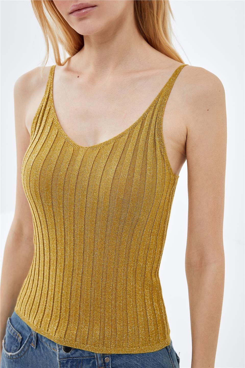 Hardal Askılı Lurexli Triko Atlet