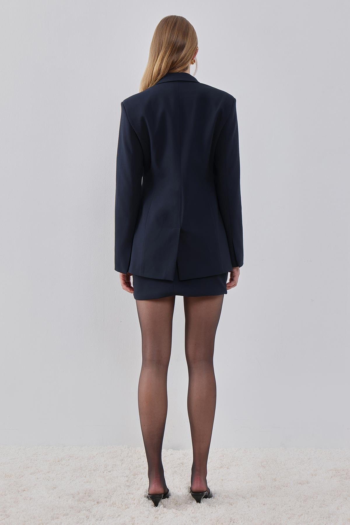 Lacivert Vatkalı Astarlı Ceket