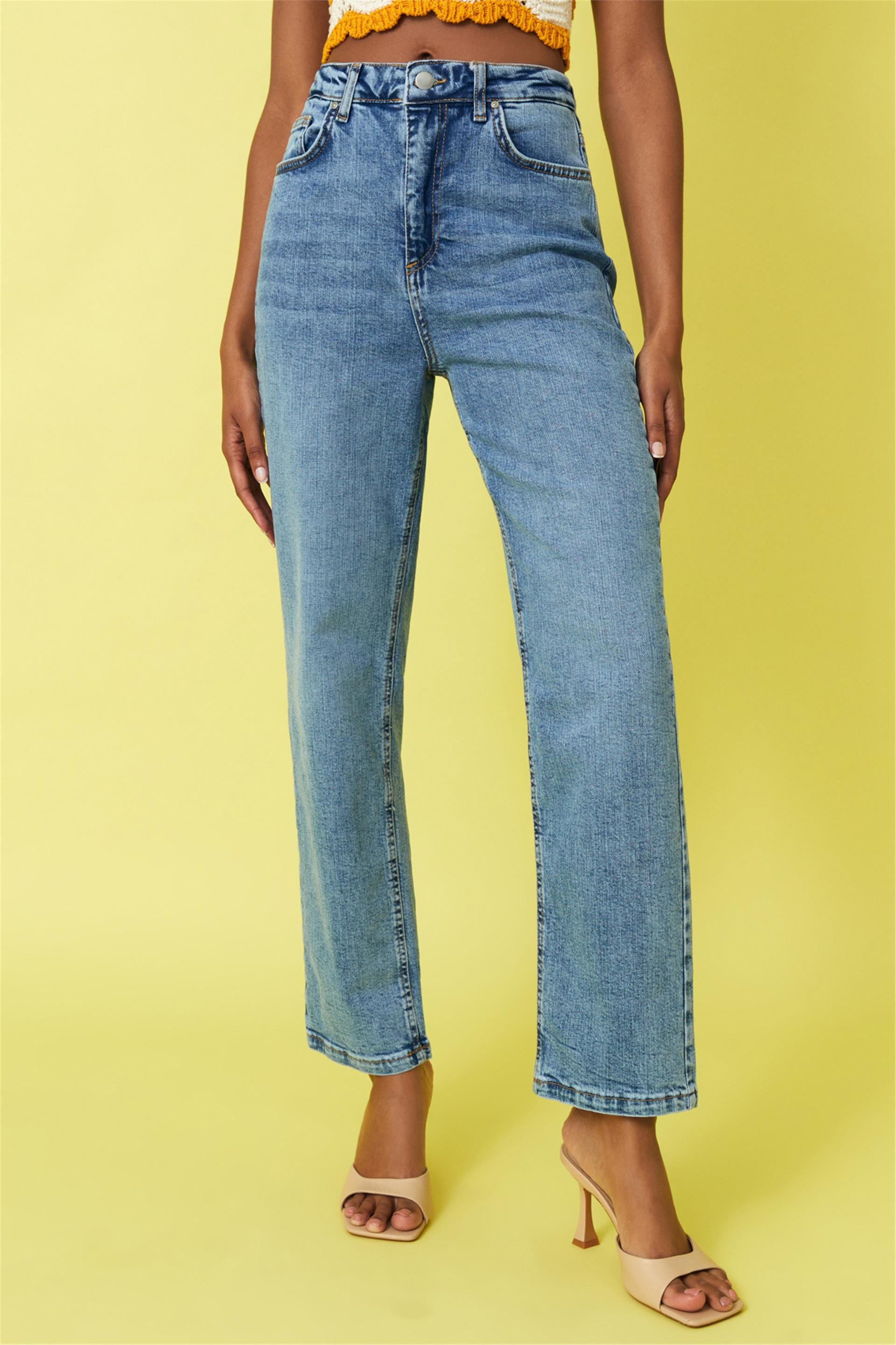 Likralı Straight Kalıp Jean Pantolon 