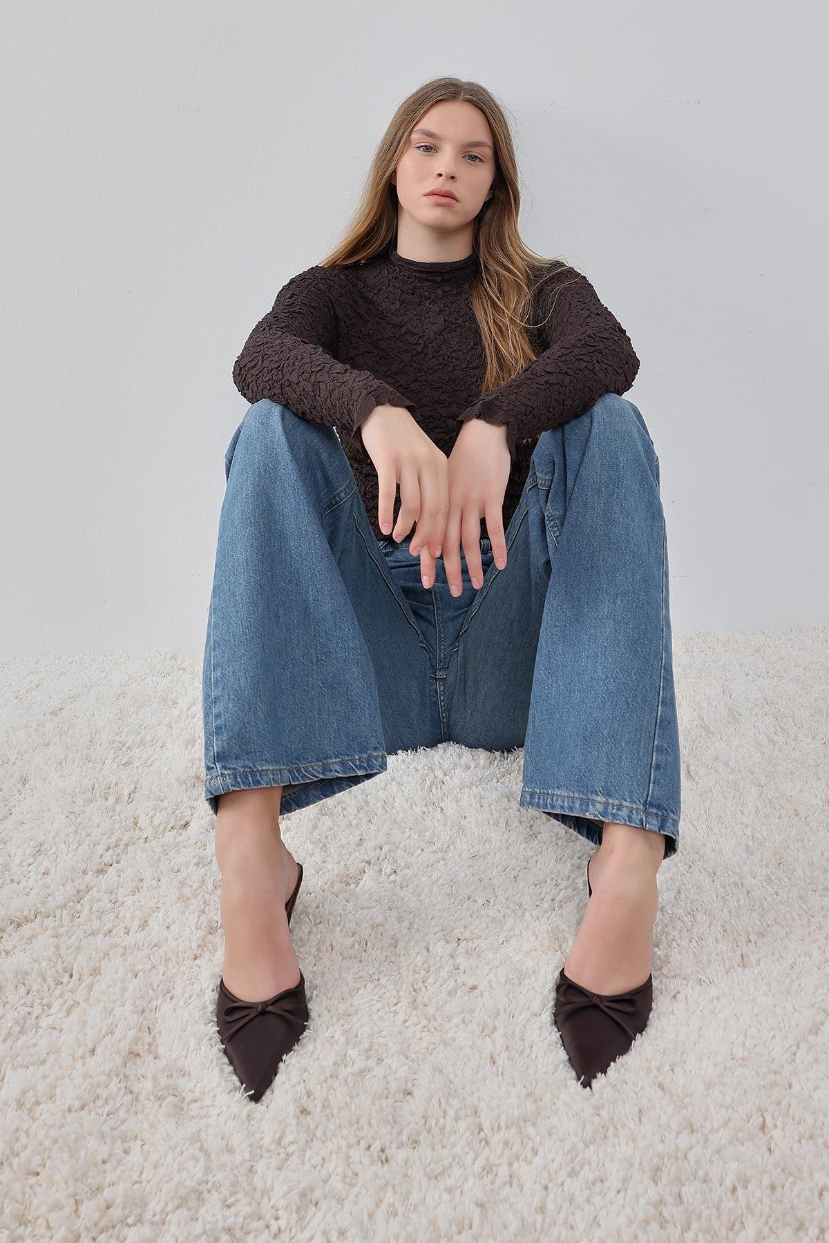 Mavi Wide Leg Yüksek Bel Jean