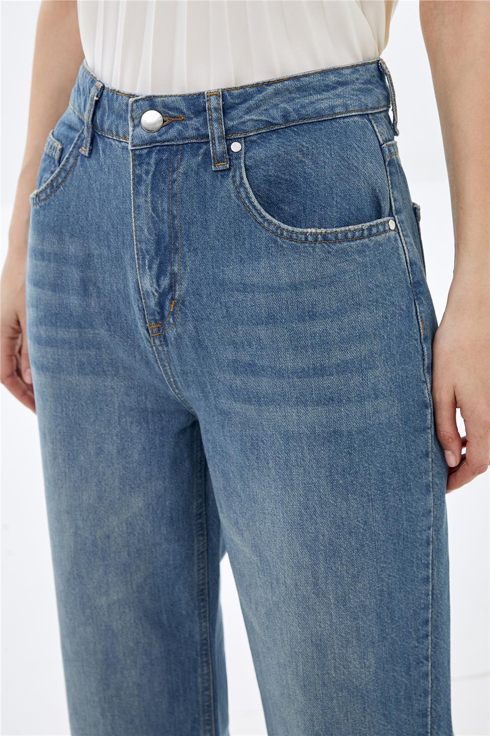 Mavi Wide Leg Yüksek Bel Jean