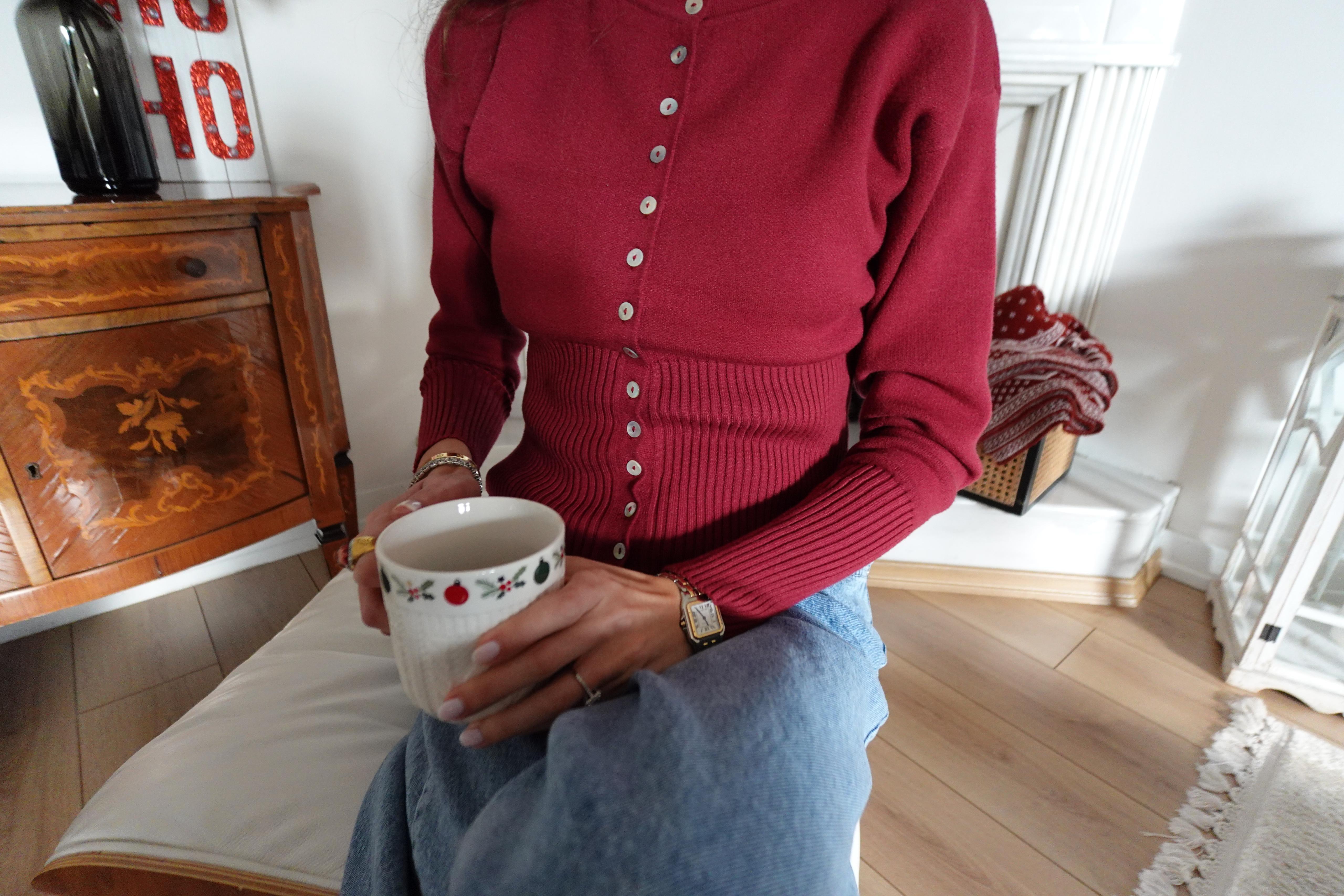 Pieces of Melon x Narod Bıçakçı Bordo Sedef Düğmeli Yumuşak Tuşeli Triko Hırka