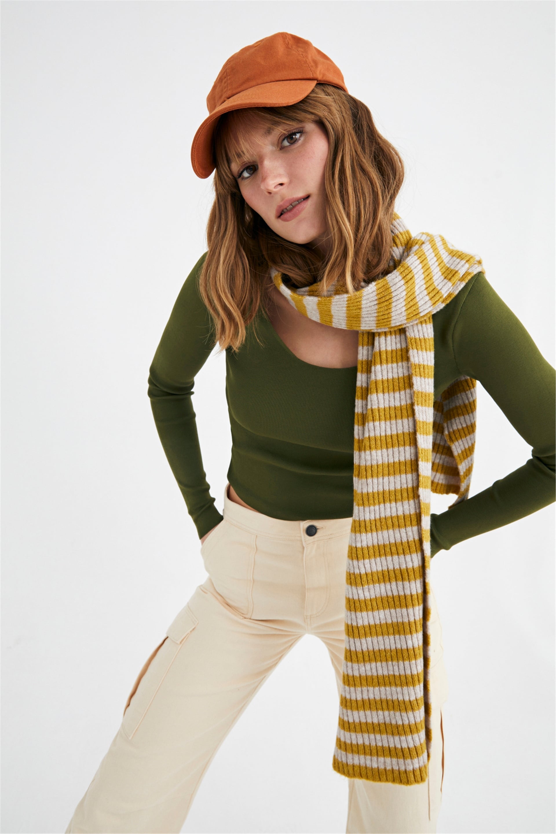 Yeşil U Yaka Basic Triko Bluz