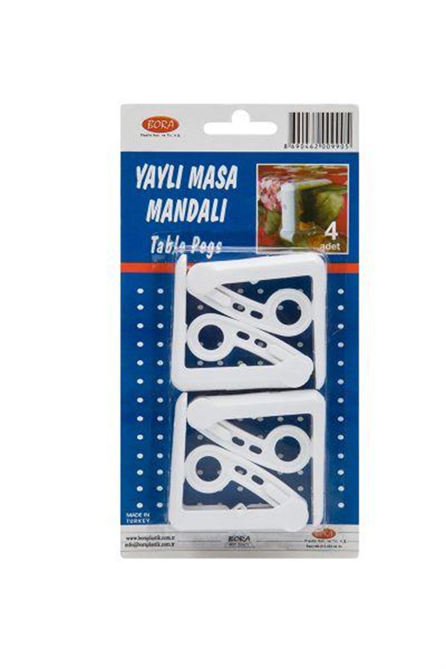 Bora Plastik Yaylı Masa Mandalı 4'lü BO990