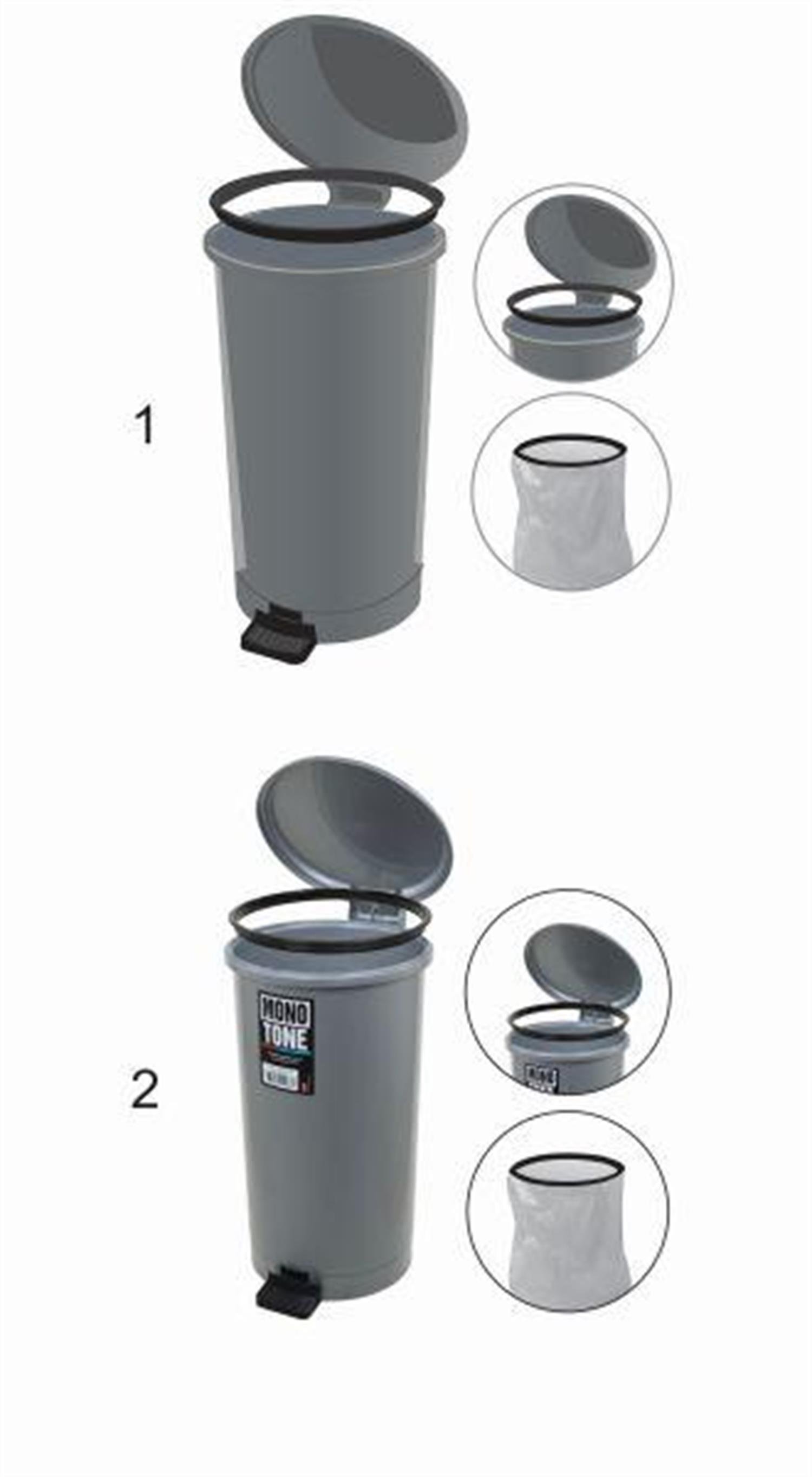 Mono Tone Pedallı Çöp Kovası Derin No:2 - 21,4 Lt BO1185