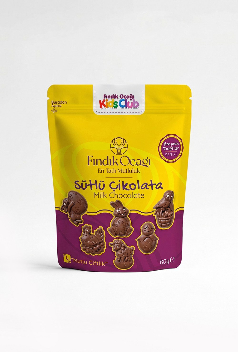 4 - Mutlu Çiftlik Doypack - Sütlü Çikolata 60 g