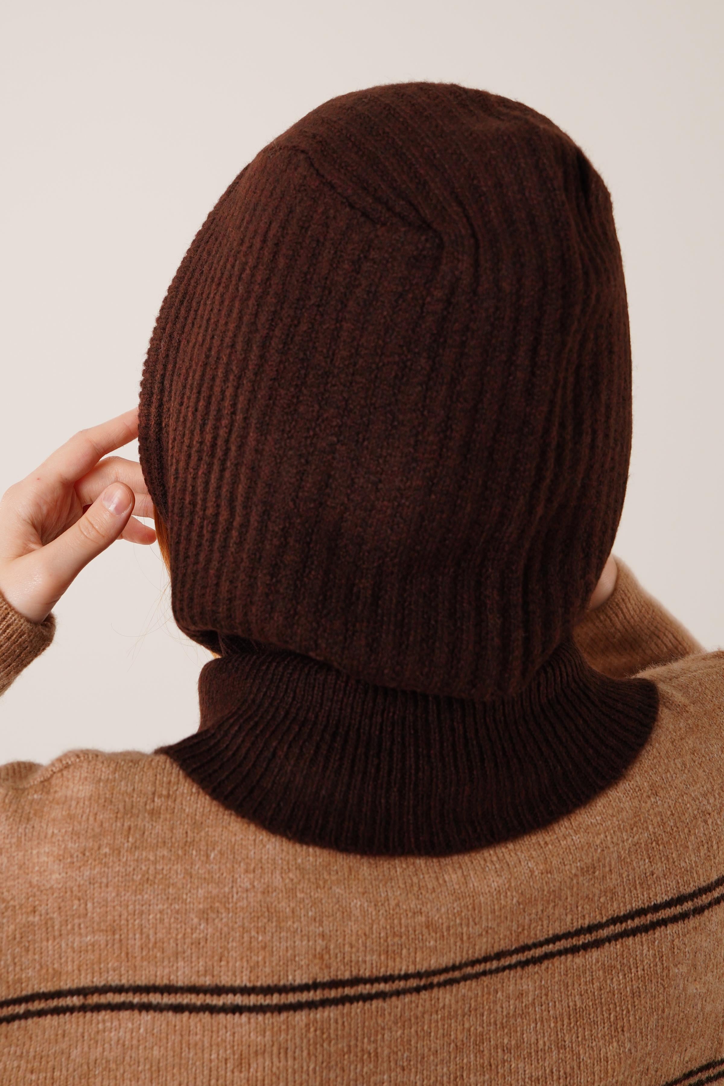 Balaclava Bere Triko Toptan Kahve  Kar Maskesi
