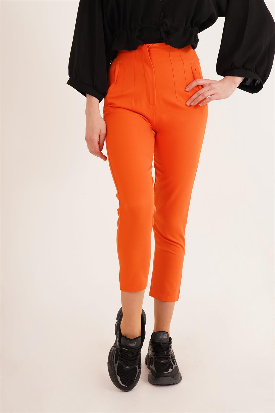 Basic Dar Paça Turuncu Pantolon