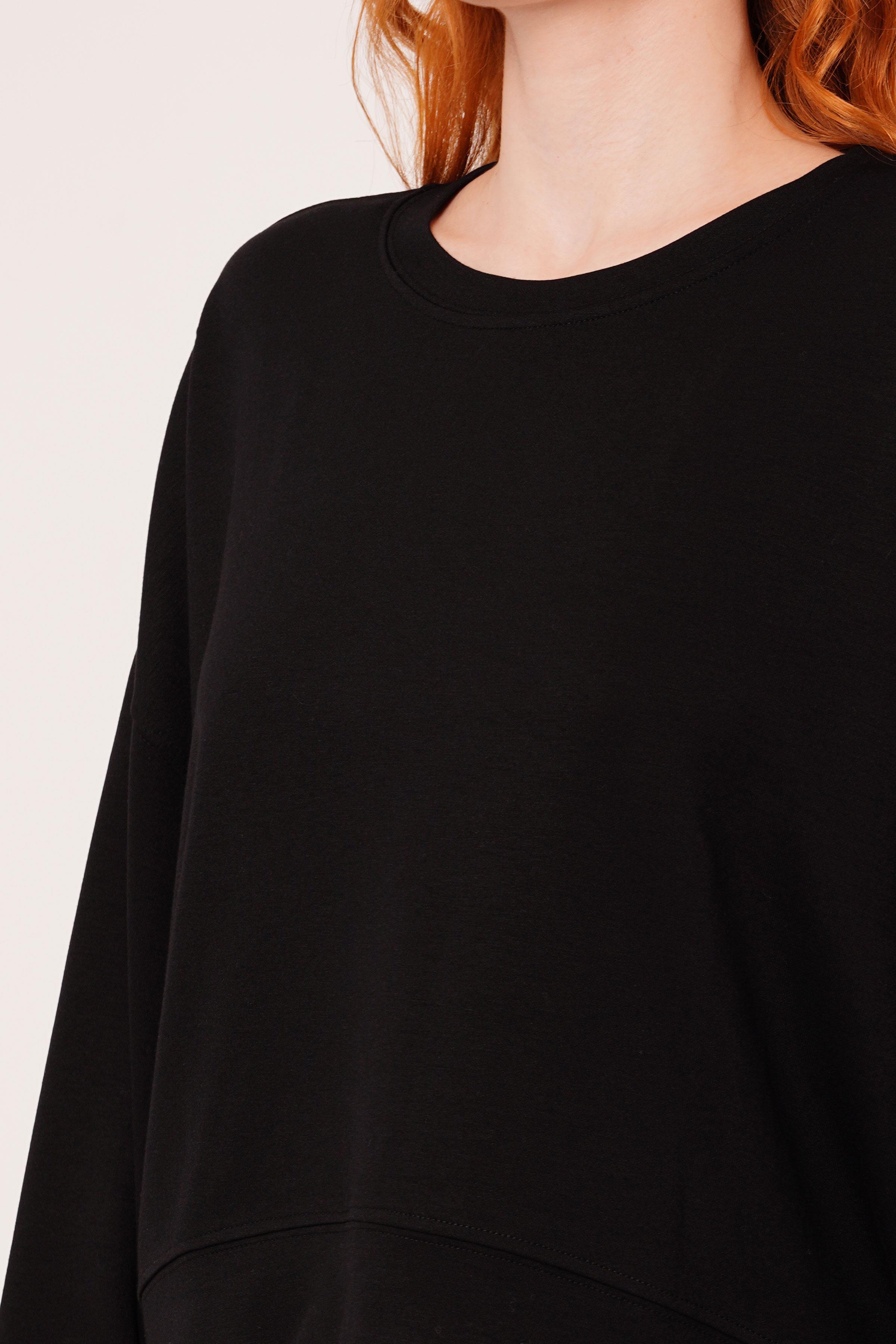 Bisiklet Yaka Basic Modal Siyah Toptan Sweatshirt