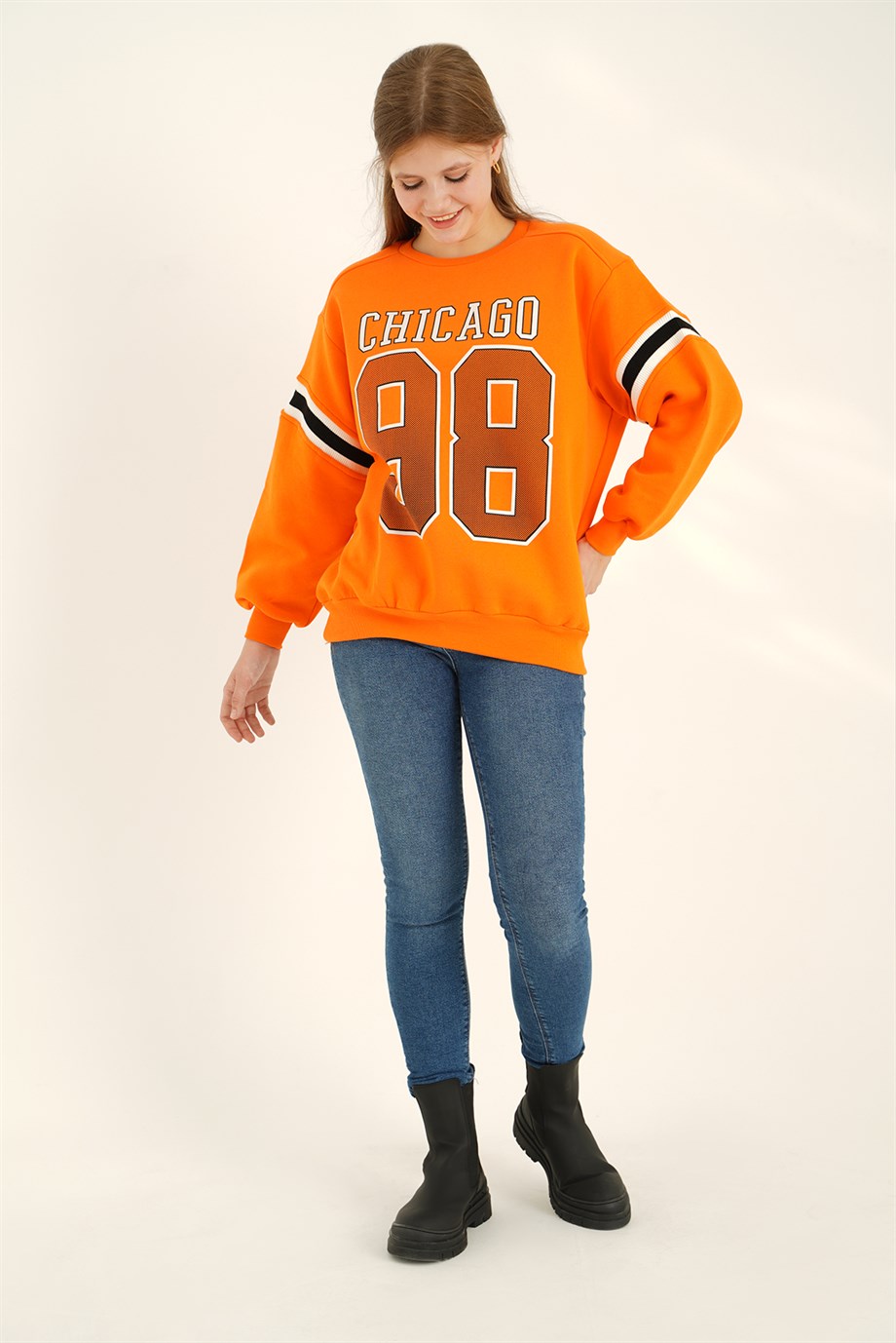 Chicago 98 Baskılı Oranj Sweat