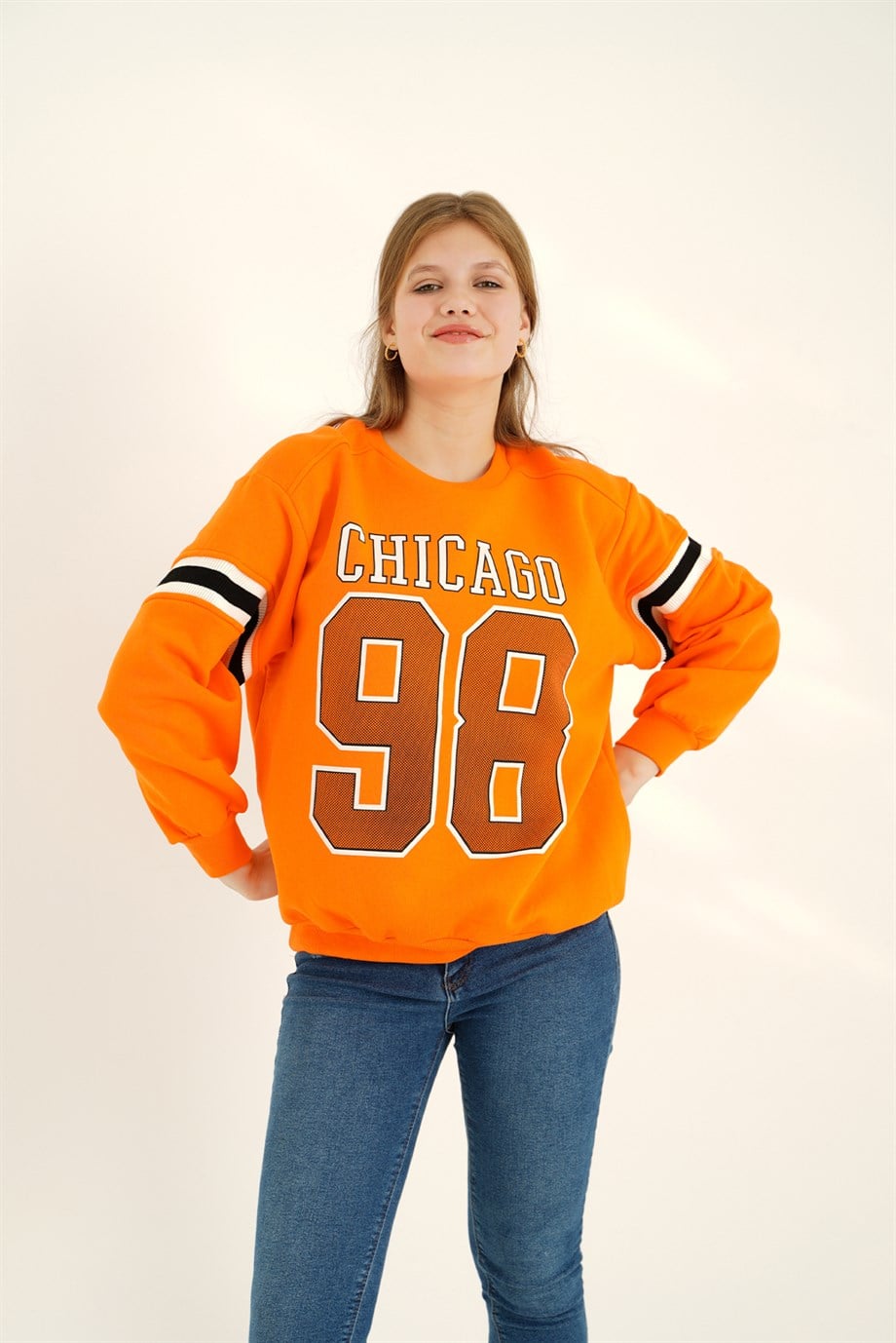 Chicago 98 Baskılı Oranj Sweat
