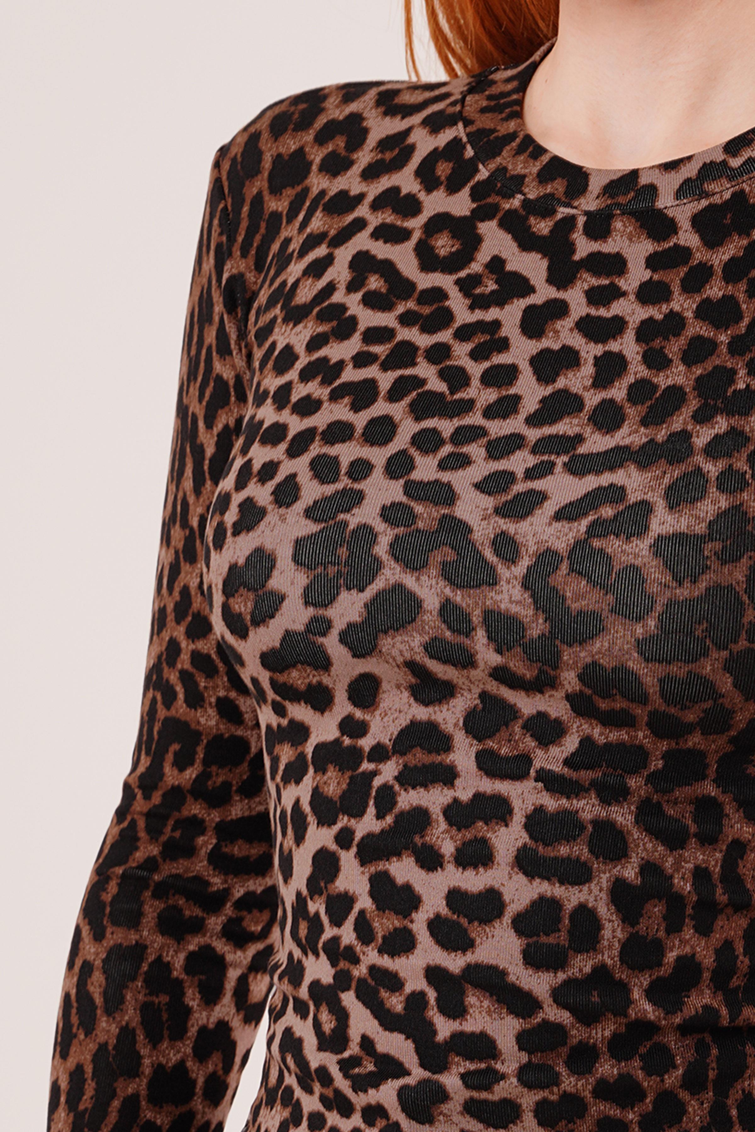 Leopar Desen Toptan Basic Bluz