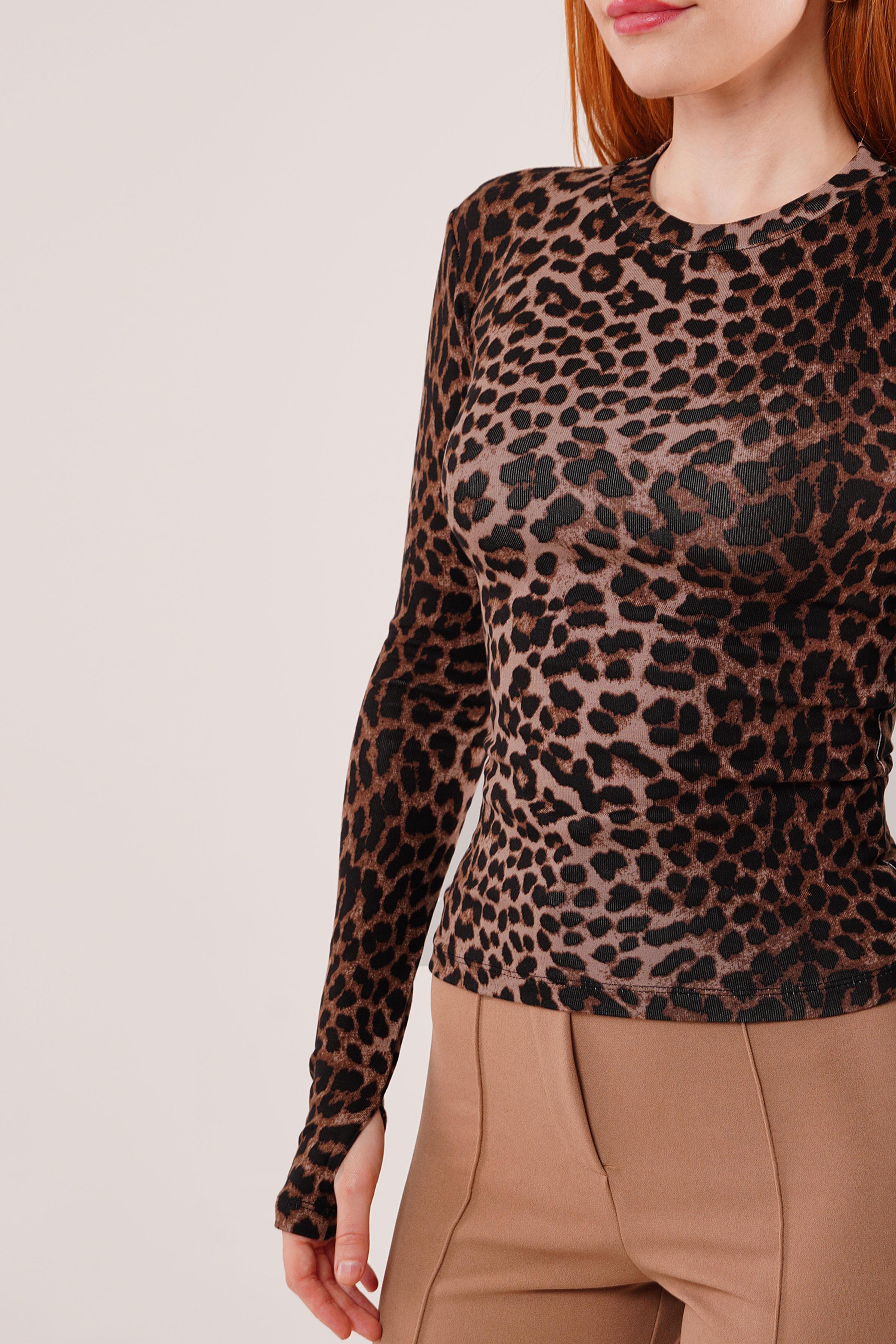 Leopar Desen Toptan Basic Bluz