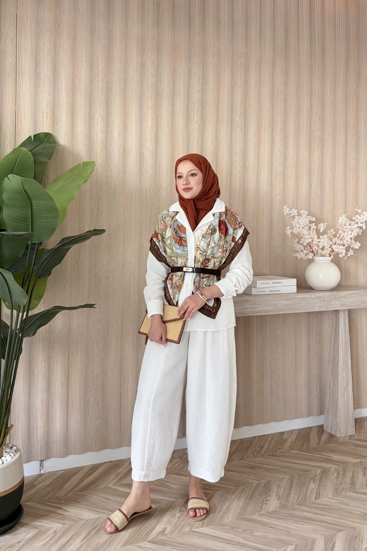 Aura Zra Şalvar Takım Beyaz