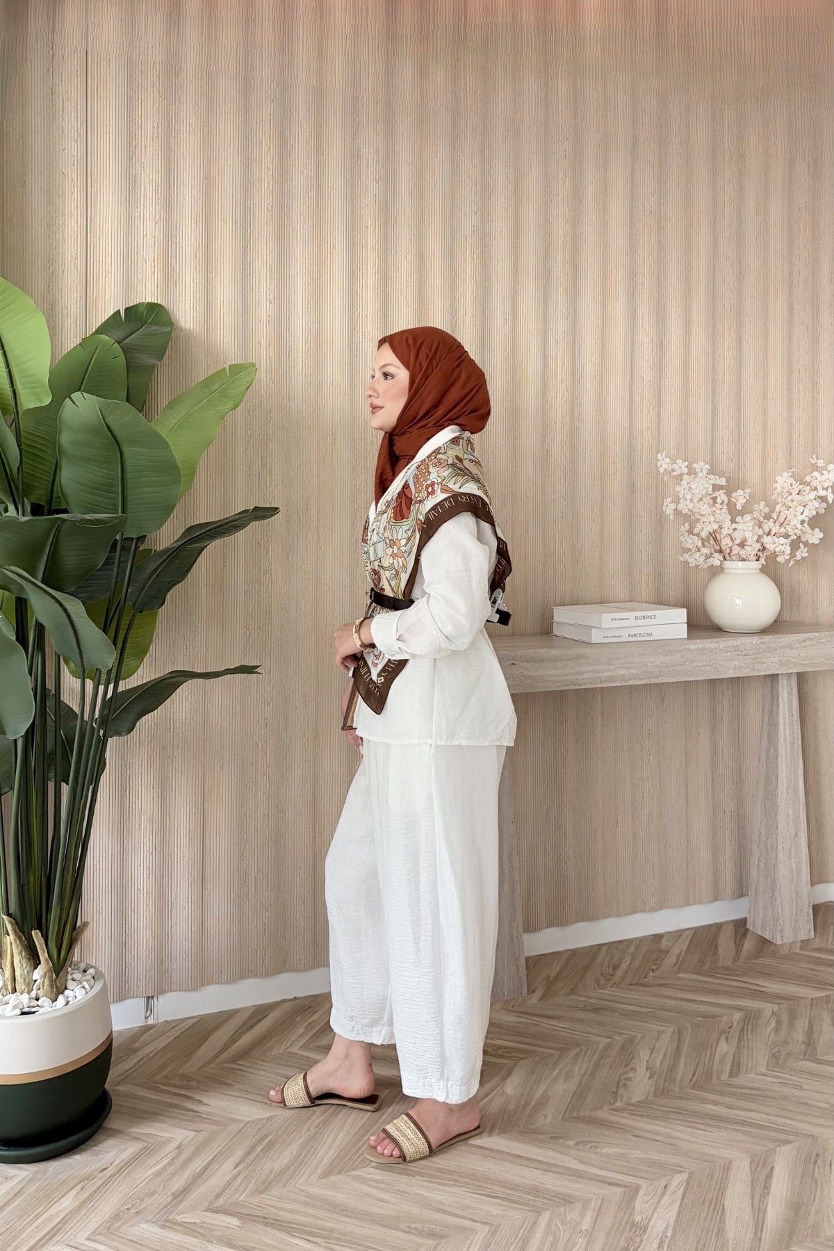 Aura Zra Şalvar Takım Beyaz