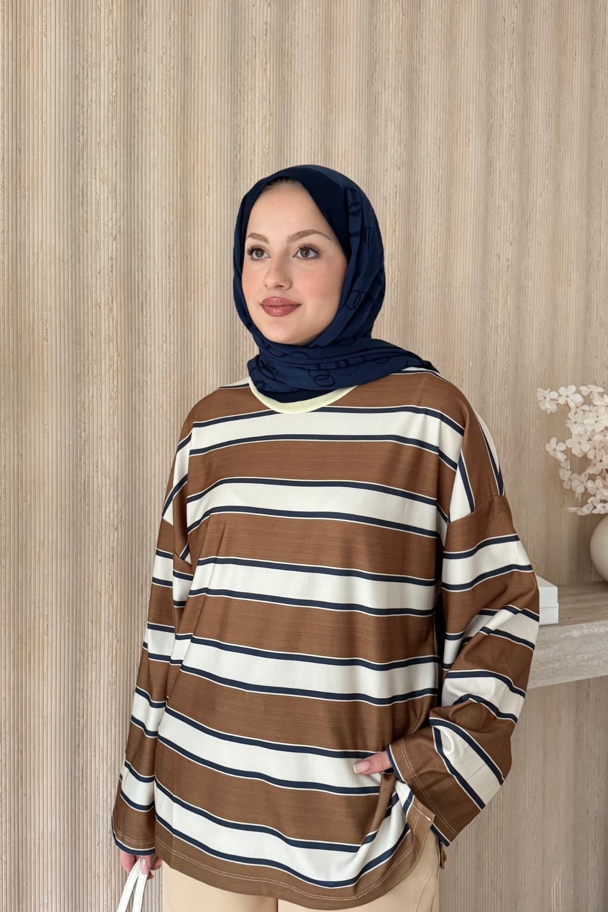 Basic Sweatshirt Kahve-Camel