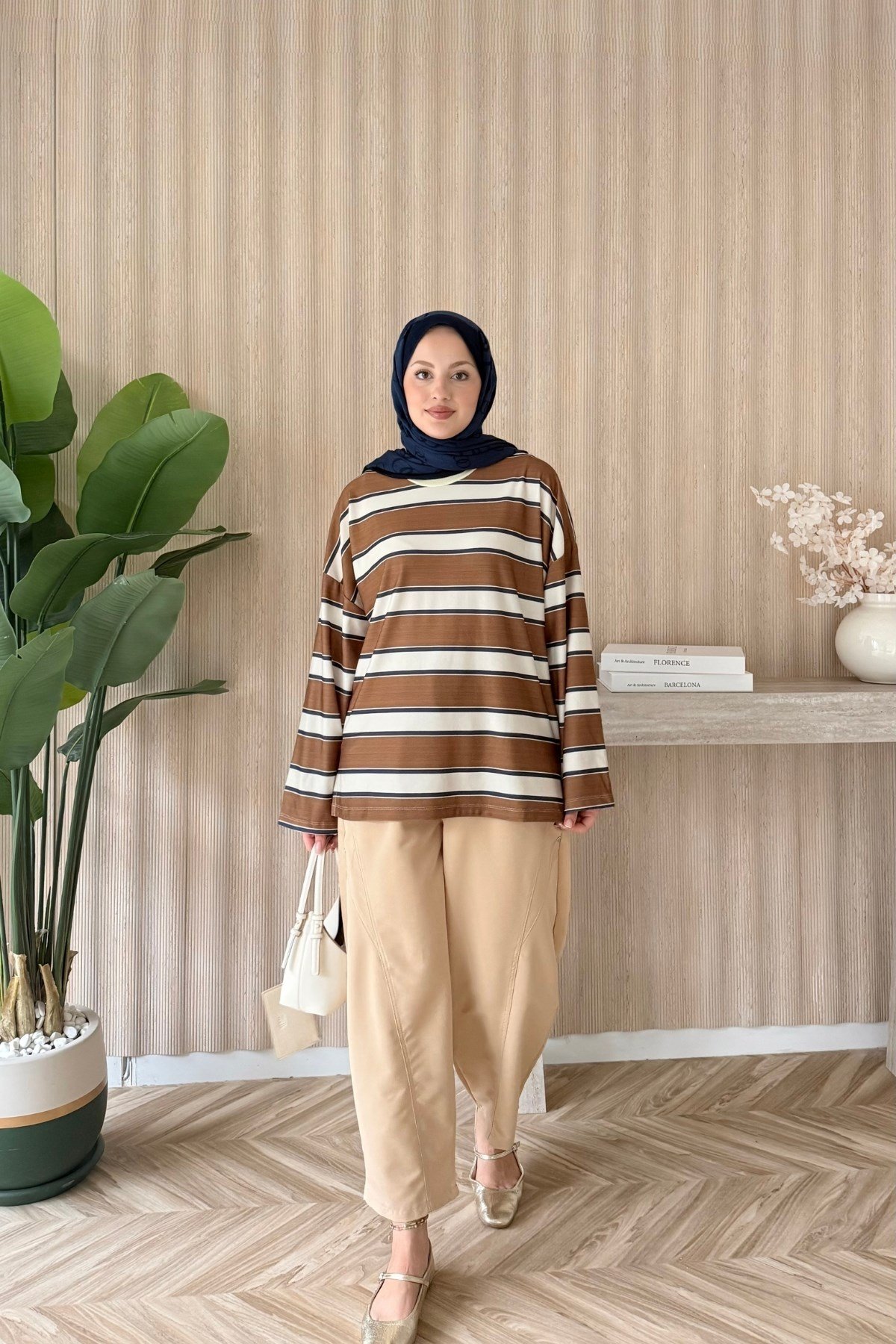 Basic Sweatshirt Kahve-Camel