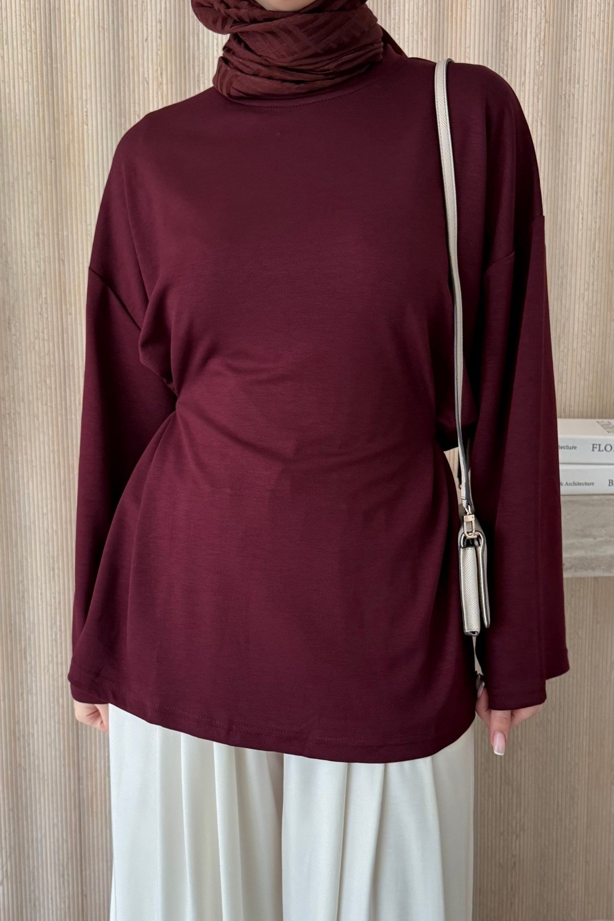 Belden Oturtmalı Basic Bluz Bordo