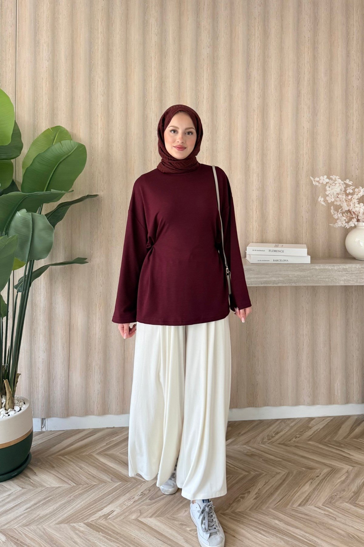 Belden Oturtmalı Basic Bluz Bordo