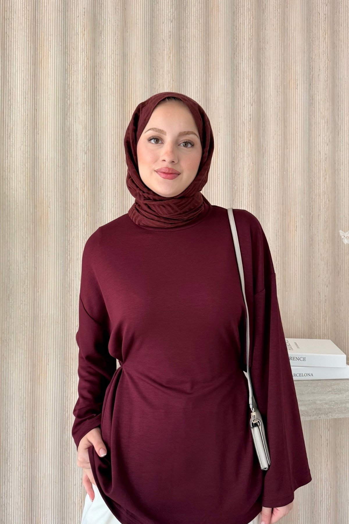 Belden Oturtmalı Basic Bluz Bordo