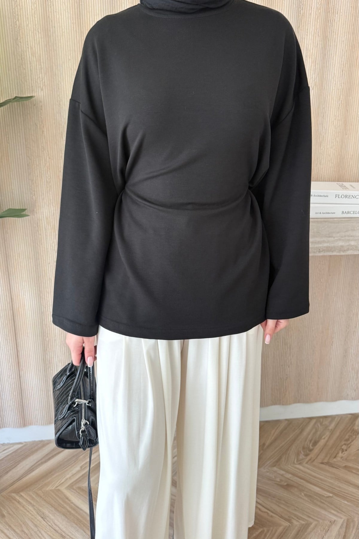 Belden Oturtmalı Basic Bluz Siyah