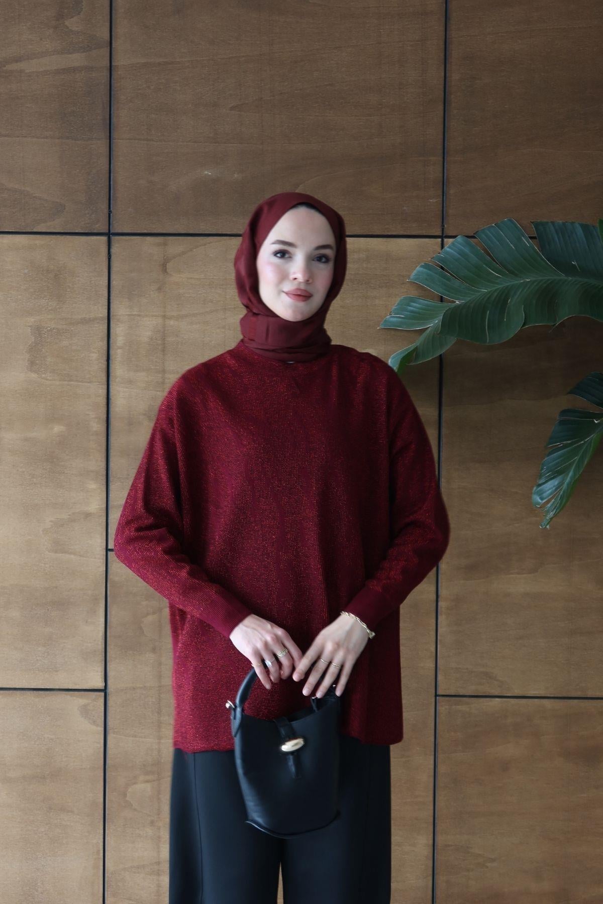 Bukre Zebra Desen Tunik Bordo