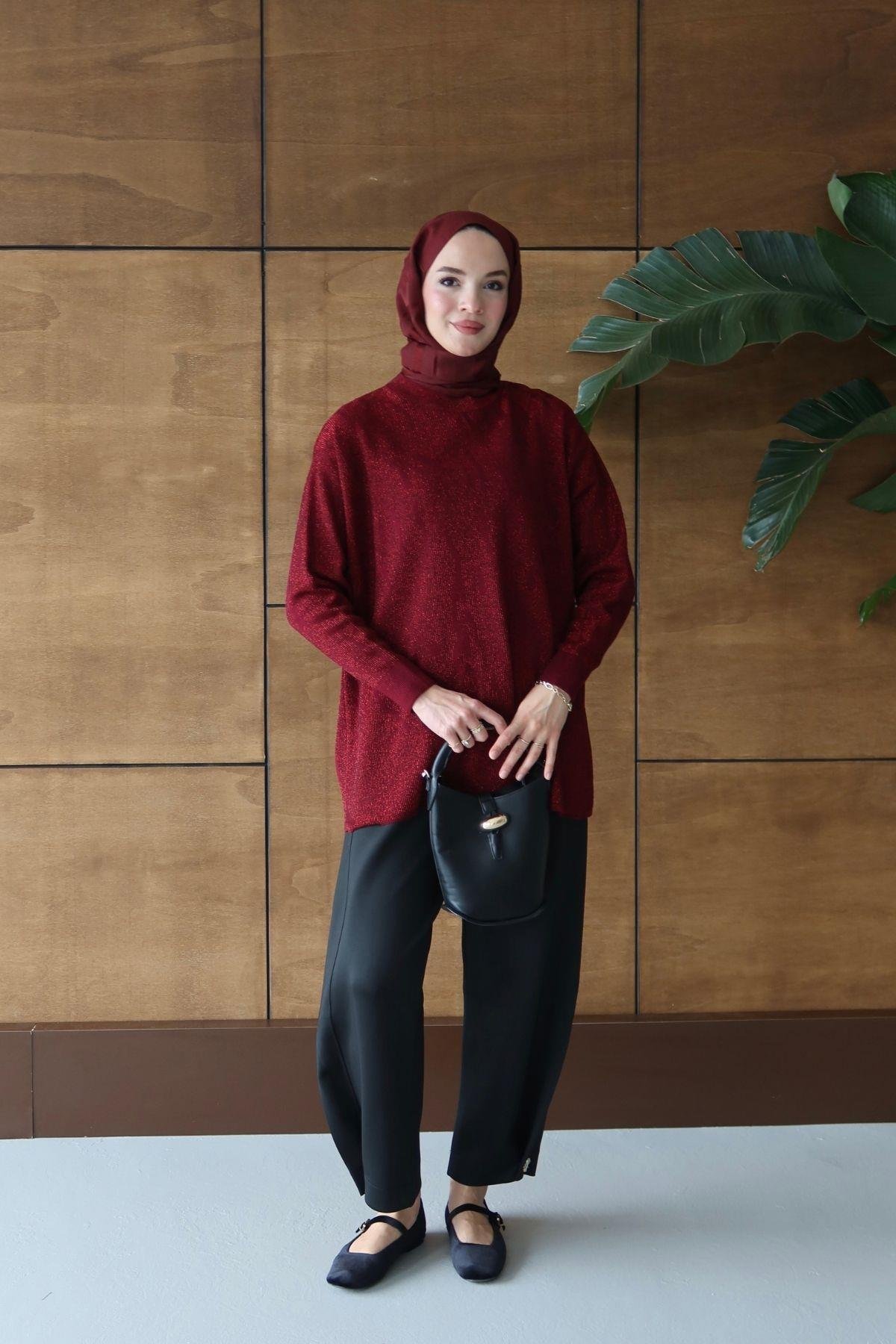 Bukre Zebra Desen Tunik Bordo