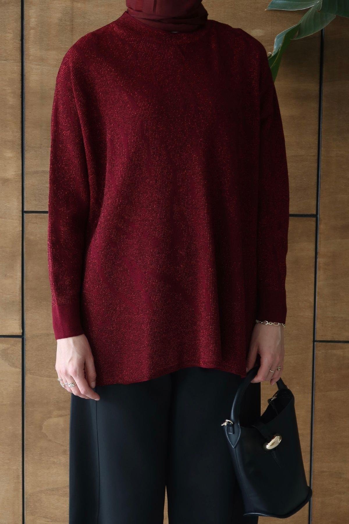 Bukre Zebra Desen Tunik Bordo