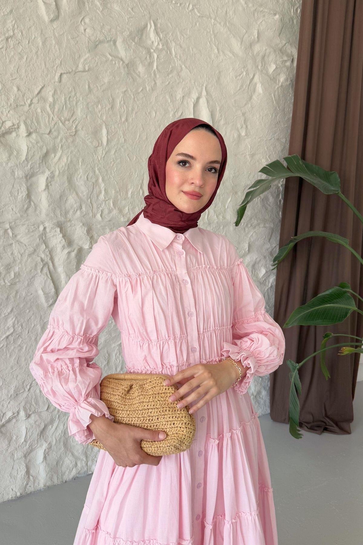 Carel Vual Elbise Pembe