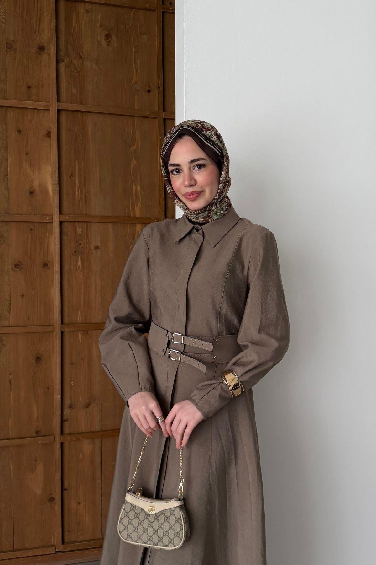 Daphne Kemerli Elbise Bej