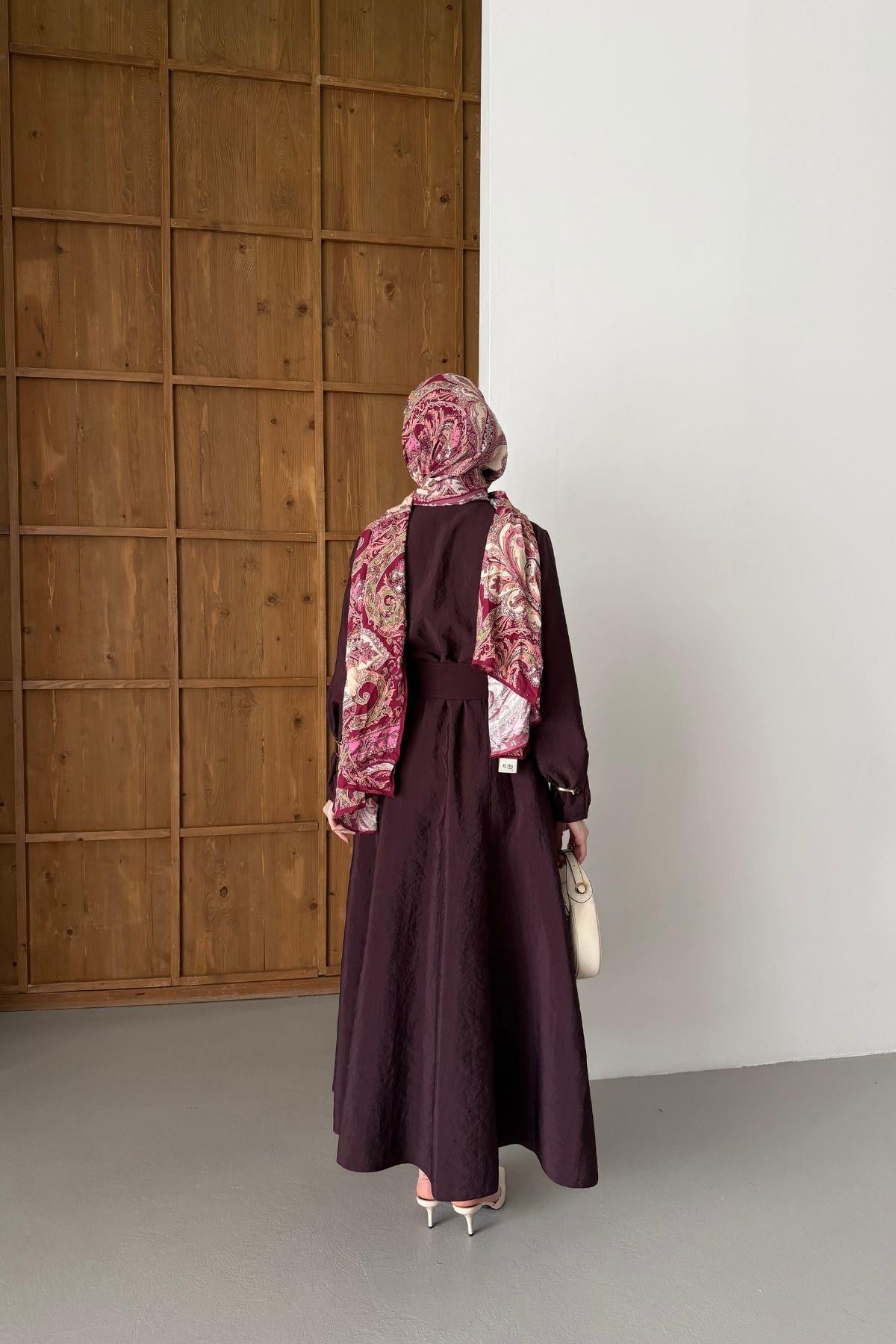 Daphne Kemerli Elbise Bordo