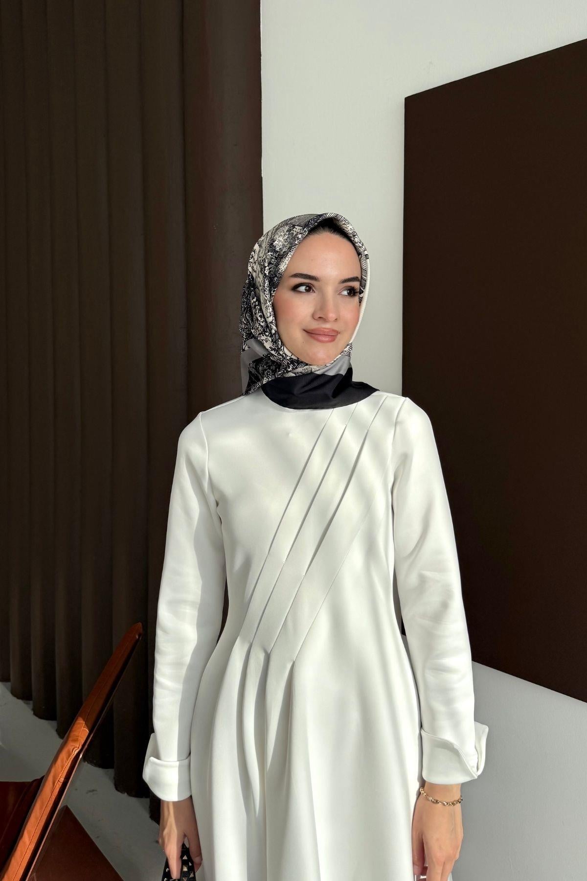 Diana Scuba Elbise Beyaz