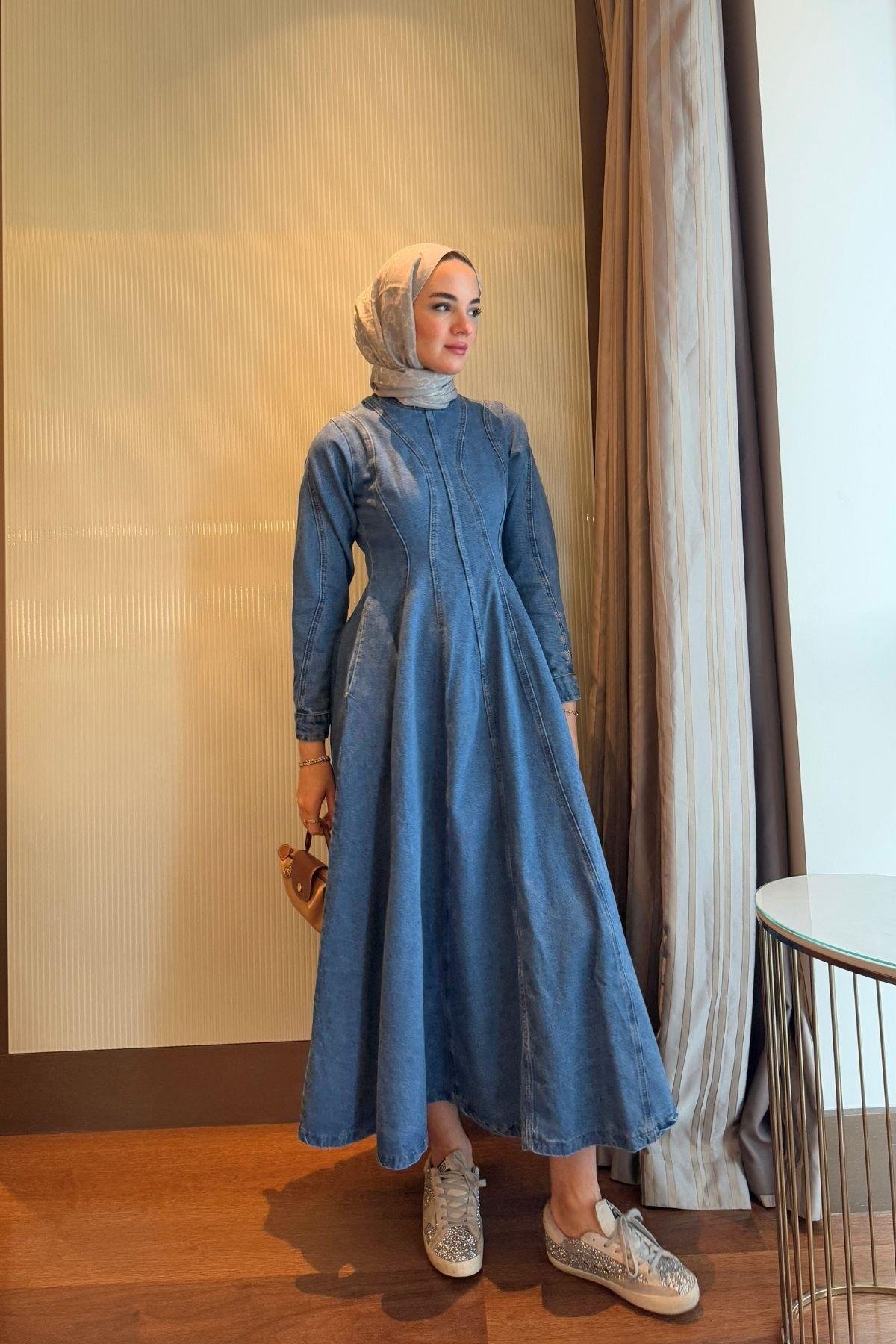 Eva Denim Elbise Açık Mavi