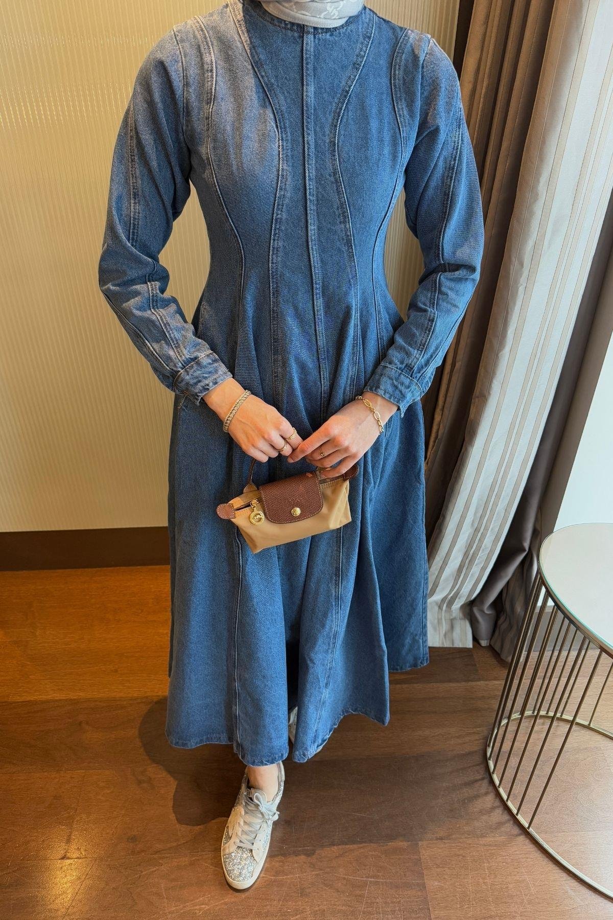 Eva Denim Elbise Açık Mavi