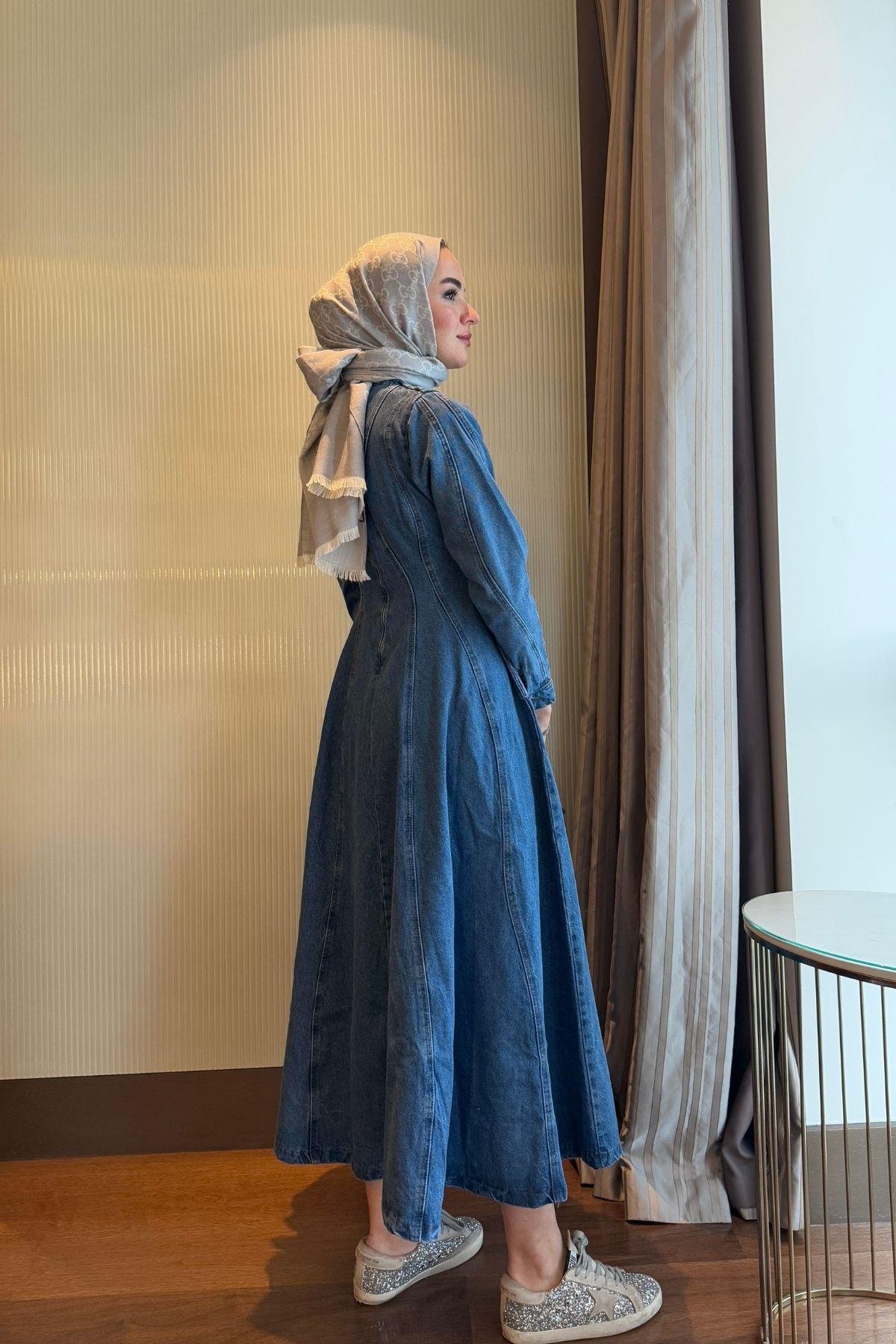 Eva Denim Elbise Açık Mavi