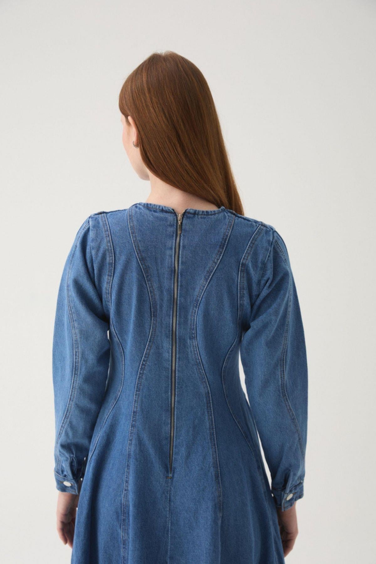 Eva Denim Elbise Açık Mavi